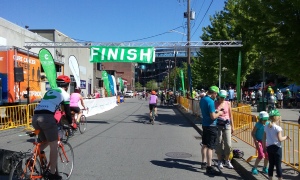 Finish line near Safeco Field at the Emerald City Bike Ride